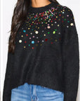 Multi color disco Sequin embellished design Soft knit jumper in Black
