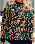 Orange Multi floral-jacquard wool blend oversized jumper