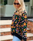 Orange Multi floral-jacquard wool blend oversized jumper
