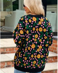 Orange Multi floral-jacquard wool blend oversized jumper