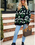 White Multi floral-jacquard wool blend oversized jumper