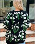 White Multi floral-jacquard wool blend oversized jumper