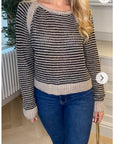 Black & Grey Striped Knitted Jumper (Brown)