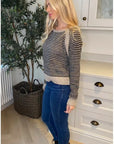 Black & Grey Striped Knitted Jumper (Brown)