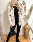 White pink Color Tweed Effect Knitted short Cardigan Jacket