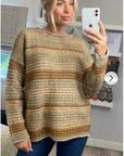 Ribbed stripe mix yarn oversize jumper