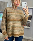 Ribbed stripe mix yarn oversize jumper