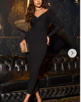 Soft Knit off the shoulder neckline long sleeves bodycon dress