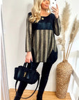Gold color print oversize top