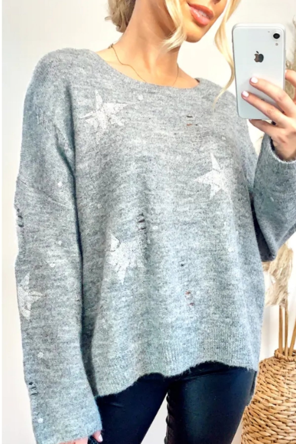 Stars' Print Ladder Stitch Jumper