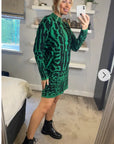 Fine Knit Leopard Print Pattern design Jumper in Green