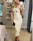 Ribbed Knit Bodycon Dress with Cut-out design