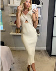 Ribbed Knit Bodycon Dress with Cut-out design