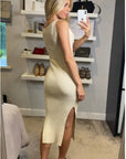 Ribbed Knit Bodycon Dress with Cut-out design