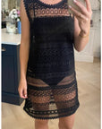 Holiday floral pattern crochet lace midi dress
