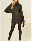 Fur sleeves Roll Neck Jumper