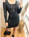 Cold shoulder Sparkle knit bodycon party dress