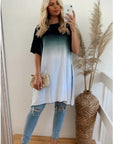 Tie dye Cotton Long T-shirt (Black)