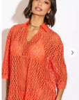 V pattern Lace kaftan dress in Orange Holiday wear collection