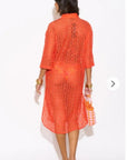 V pattern Lace kaftan dress in Orange Holiday wear collection