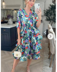 Floral Print Ruffle Multi Layer Hem Design Dress