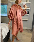 Floral design oversized sleeves shirt dress in Dusty Pink