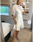 Leave's pattern shirt dress in white