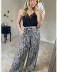 Wide Leg Trousers in Black and White Zebra Print