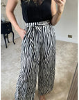 Wide Leg Trousers in Black and White Zebra Print