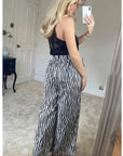 Wide Leg Trousers in Black and White Zebra Print