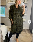 Feather look and star pattern shirt dress in Green