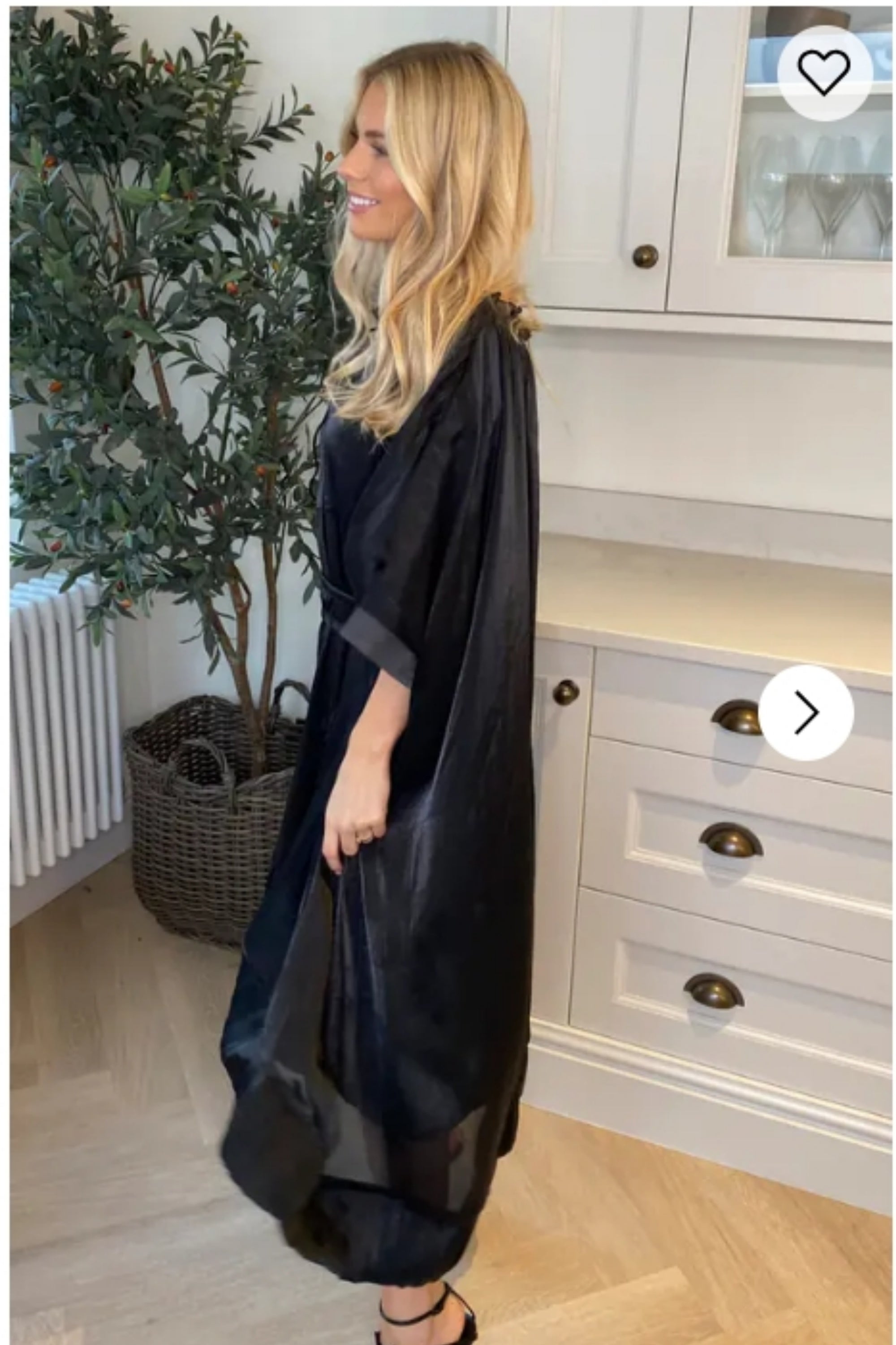 Ruffle Hem Oversized dress with belt in Black