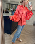 Oversized Sleeves Shirt in Orange colour