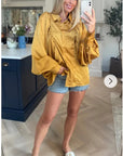 Oversized Sleeves Shirt in Yellow color