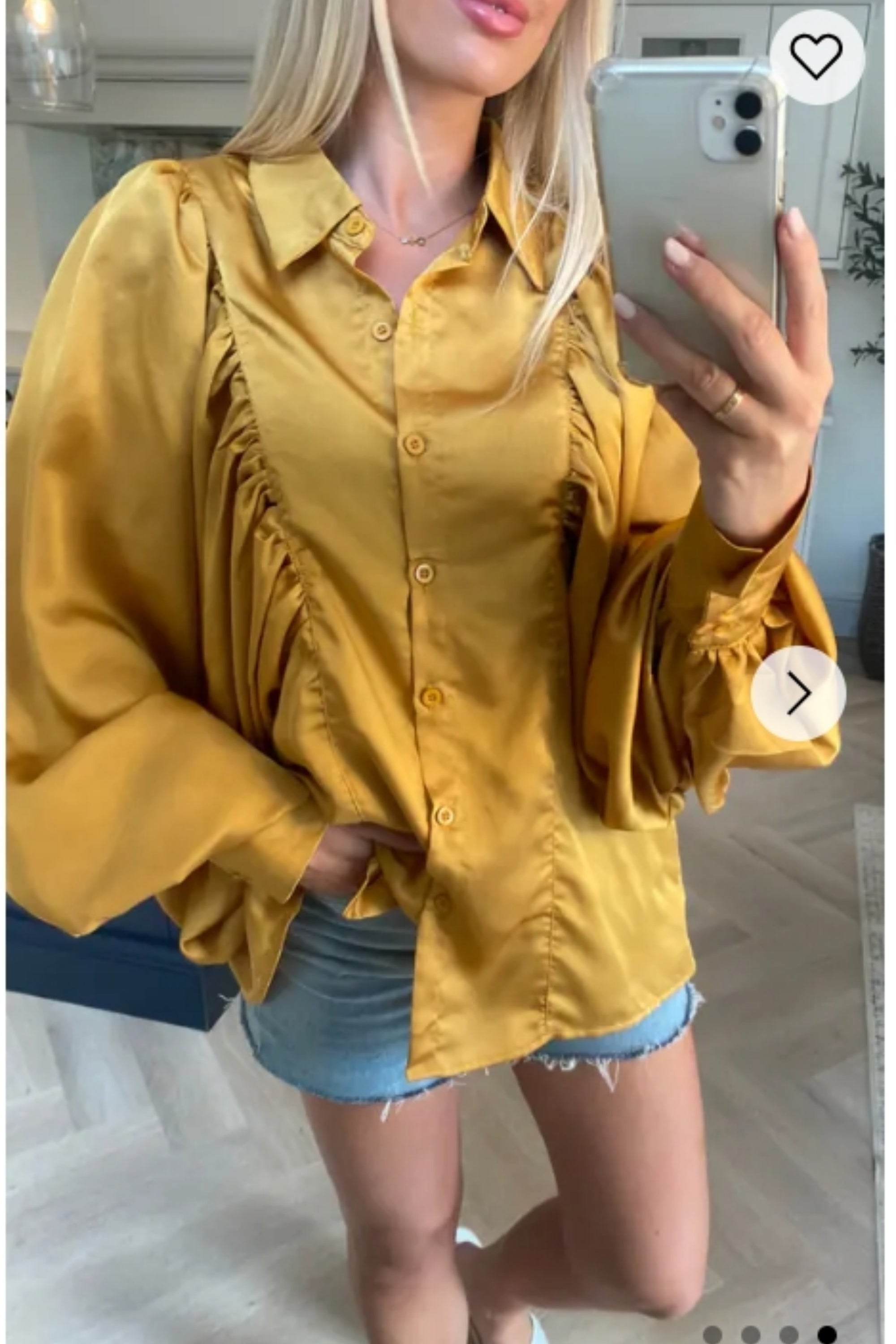 Oversized Sleeves Shirt in Yellow color
