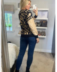 Leopard print with patch design jumper in beige