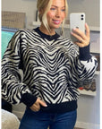 Soft knit Zebra print Jumper in black