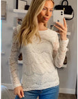 Floral lace elegant basic long sleeves top