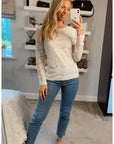 Floral lace elegant basic long sleeves top