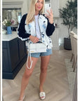 Floral Print Bomber Jacket (White floral)