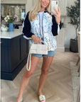 Floral Print Bomber Jacket (Light floral)