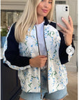 Floral Print Bomber Jacket (Light floral)
