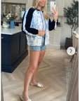 Floral Print Bomber Jacket (Light floral)