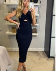 Ribbed Knit Bodycon Dress with Cut-out design