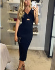 Ribbed Knit Bodycon Dress with Cut-out design
