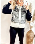 Fuax Fur Short Gilet with removeable hoody (Grey)