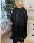 Ruffle Hem Oversized dress with belt in Black