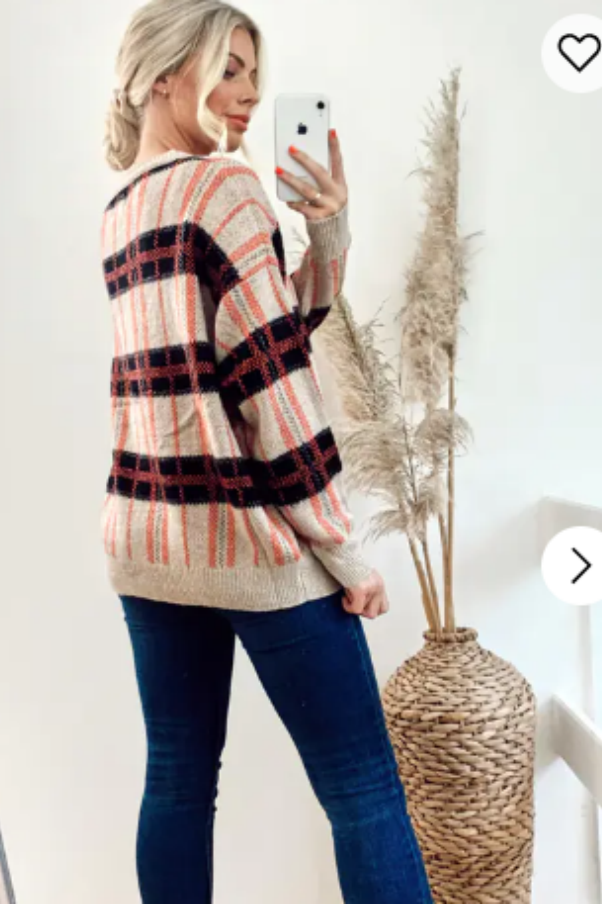 All over Check Print Brushed Knitwear Jumper