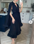 Ruffle Hem and Sleeves Oversized dress in Black