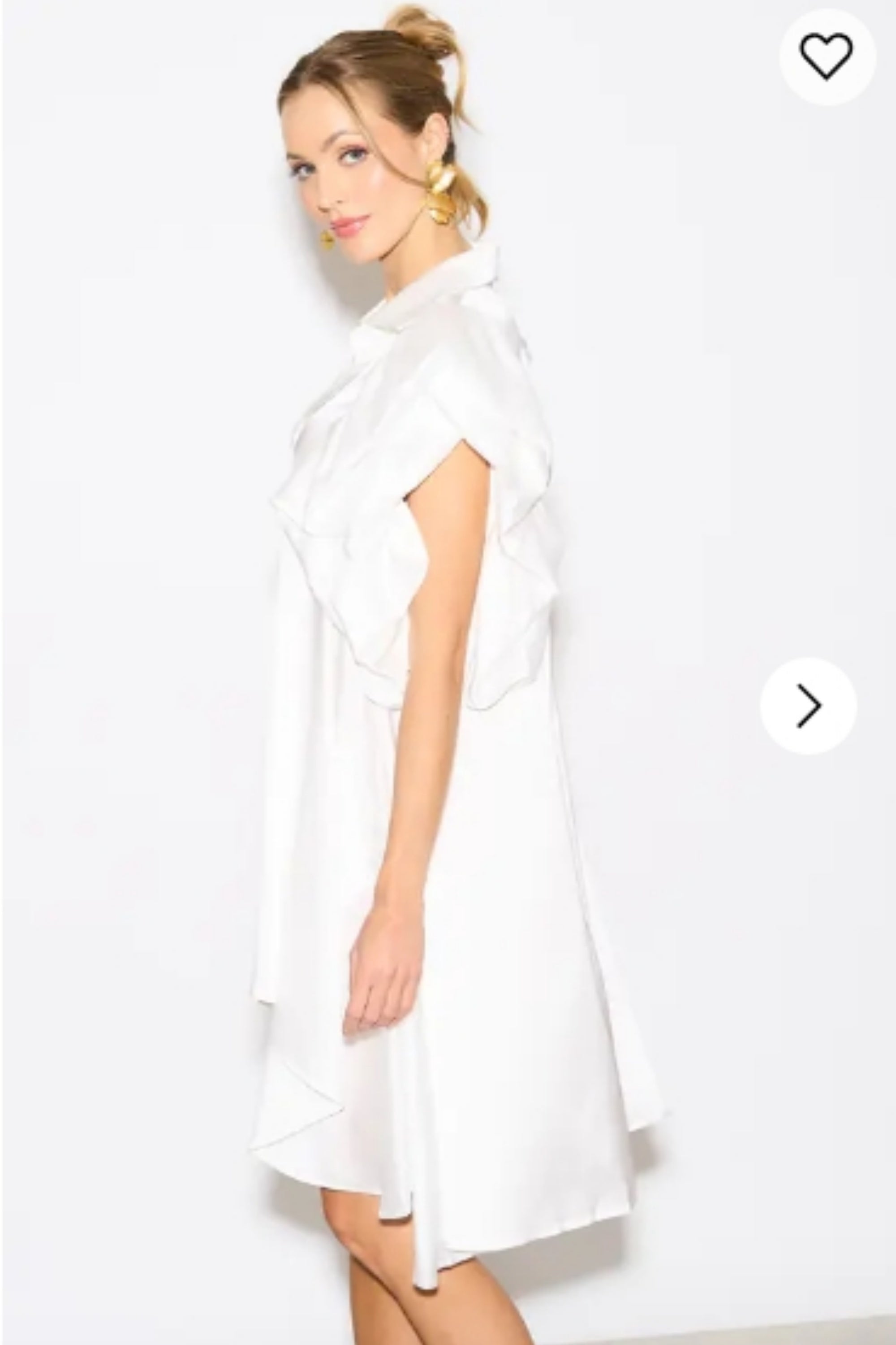 Oversized Ruffle Sleeves shirt dress in white